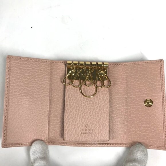 GUCCI 456118 GG Marmot Double G 6-Ring Key Case Leather pink - Picture 2 of 14